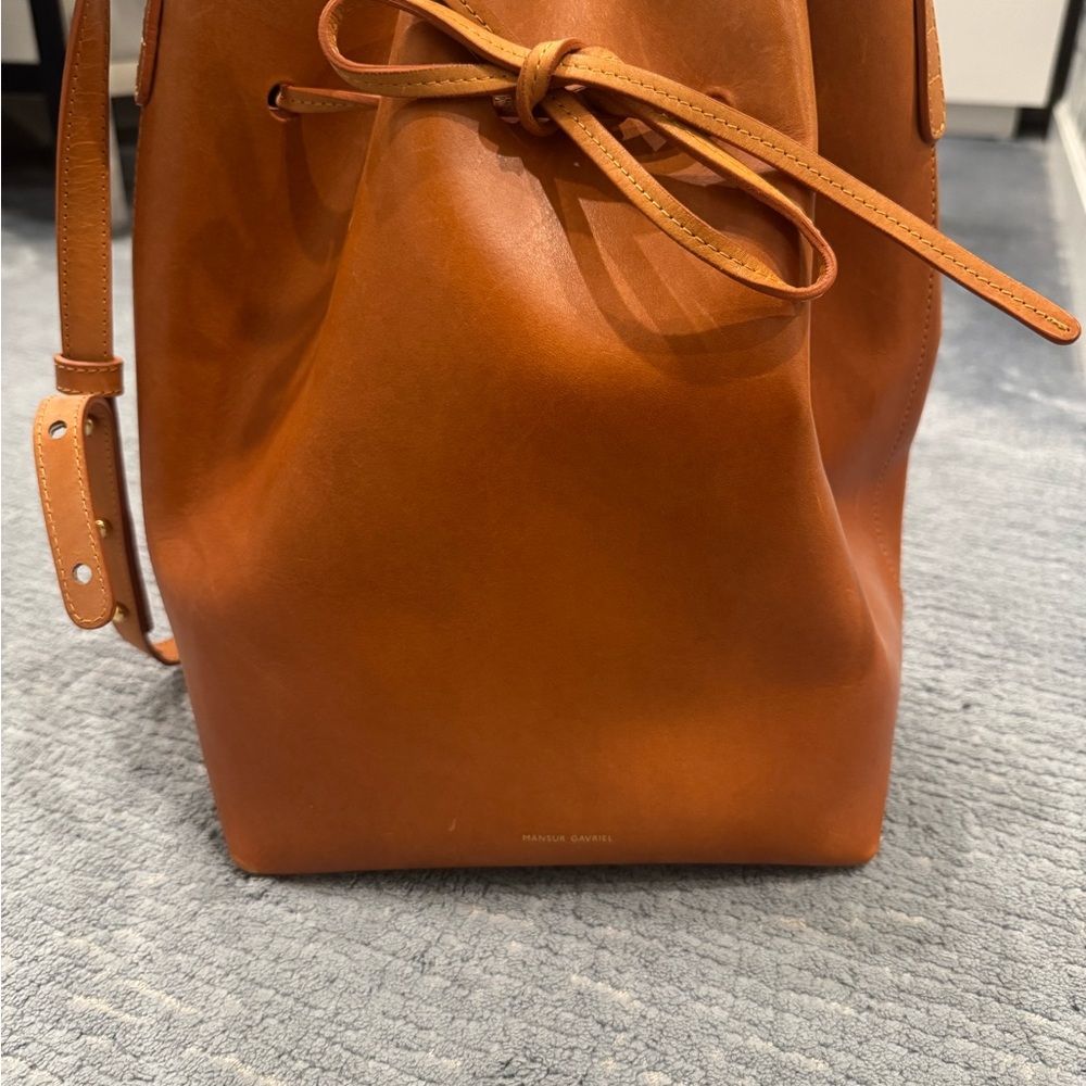 Mansur Gavriel Large Brown Leather Bucket Bag